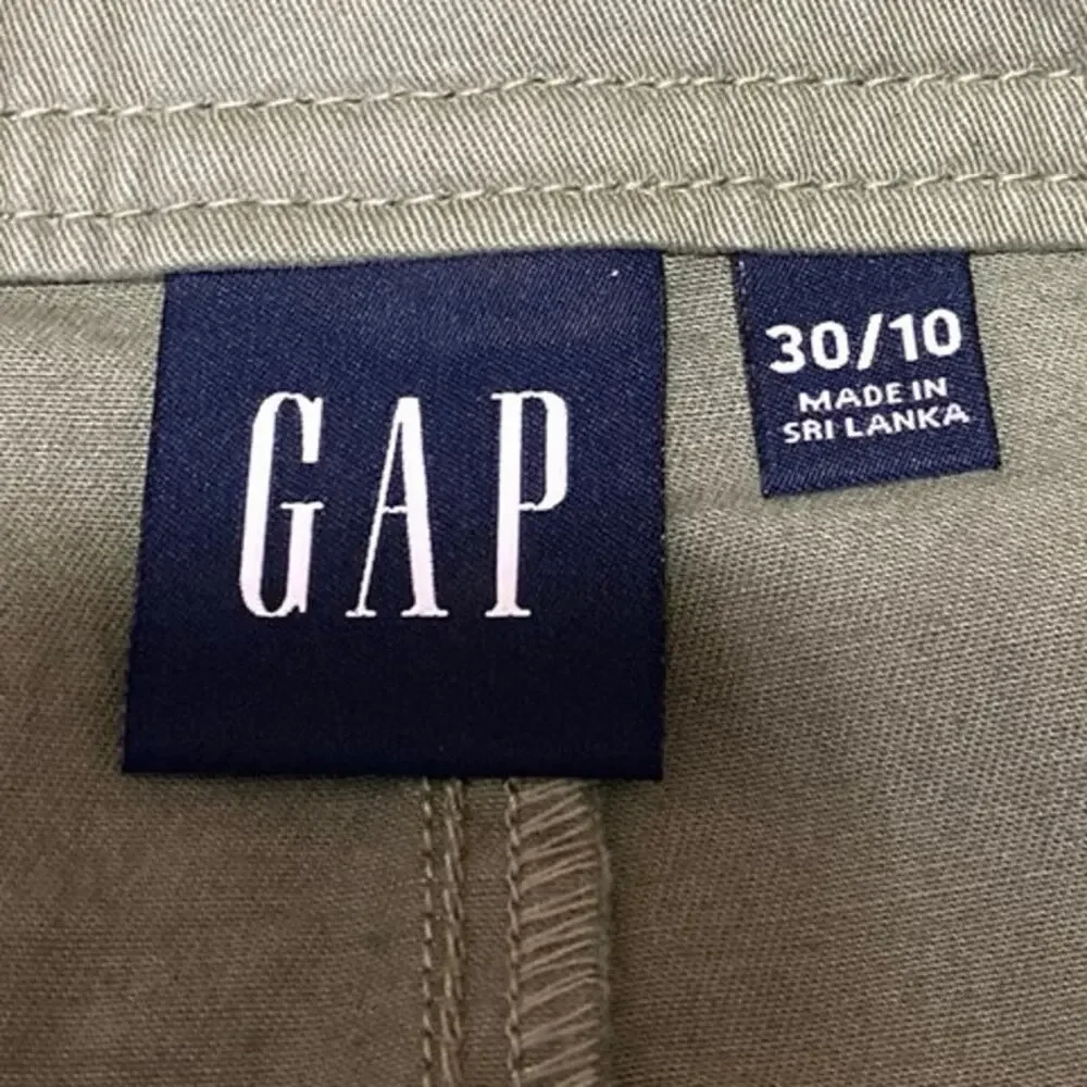 GAP Olive Green High Waisted Front Slit Midi Utility Straight Pencil Skirt Sz 30